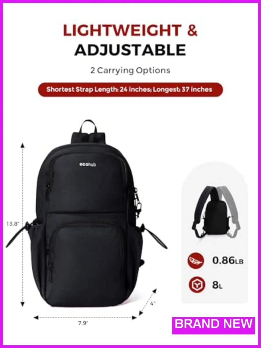 Anti-Theft RFID Blocking Sling Backpack Water-Resistant Crossbody Daypack with